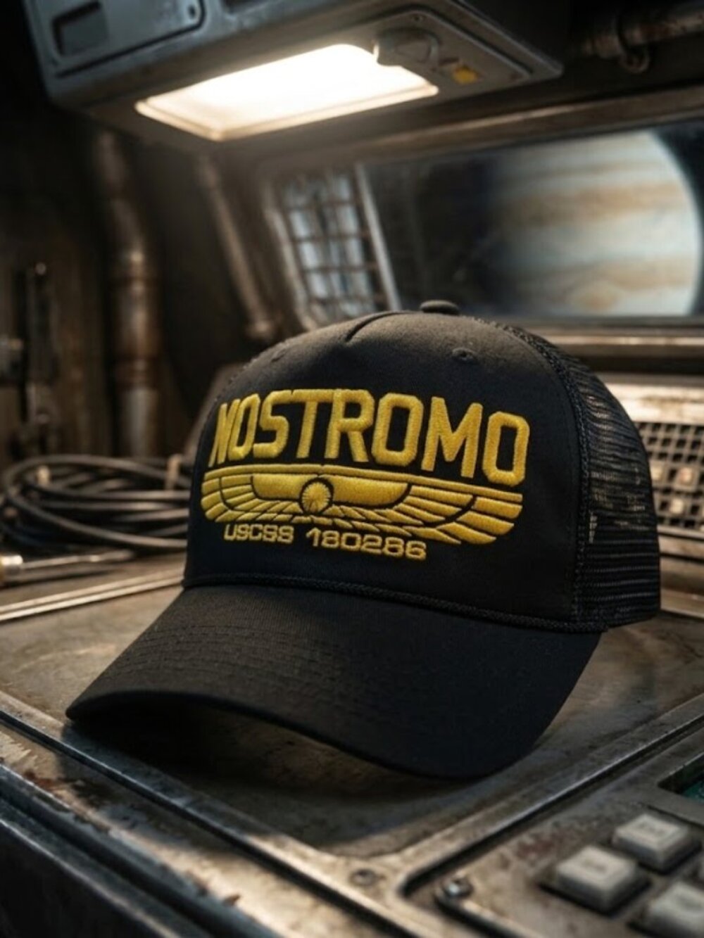 Retro Alien Nostromo Hat USCSS 180286 Movie Gold Black Cotton Rope Snapback New